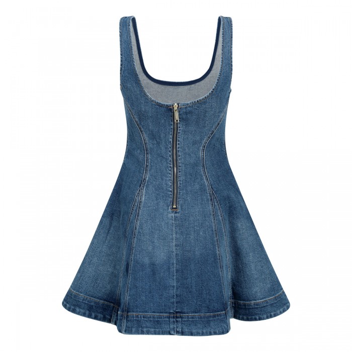 Denim flared mini dress