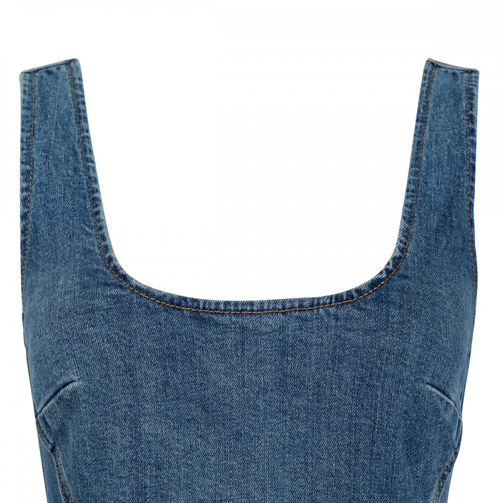 Denim flared mini dress