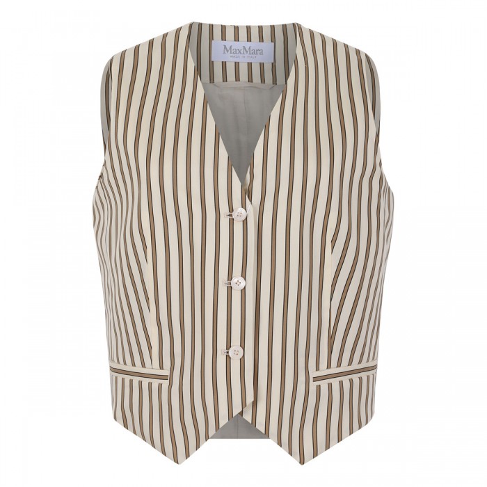 Fauno striped cotton and silk canvas vest
