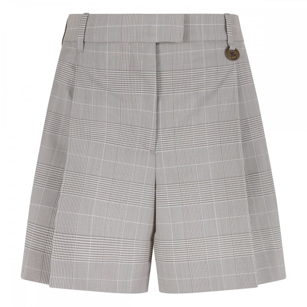 Raina check wool shorts
