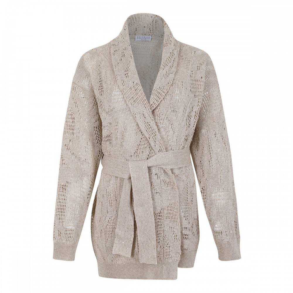 Linen and cotton blend cardigan