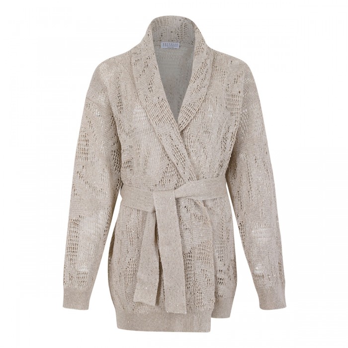 Linen and cotton blend cardigan