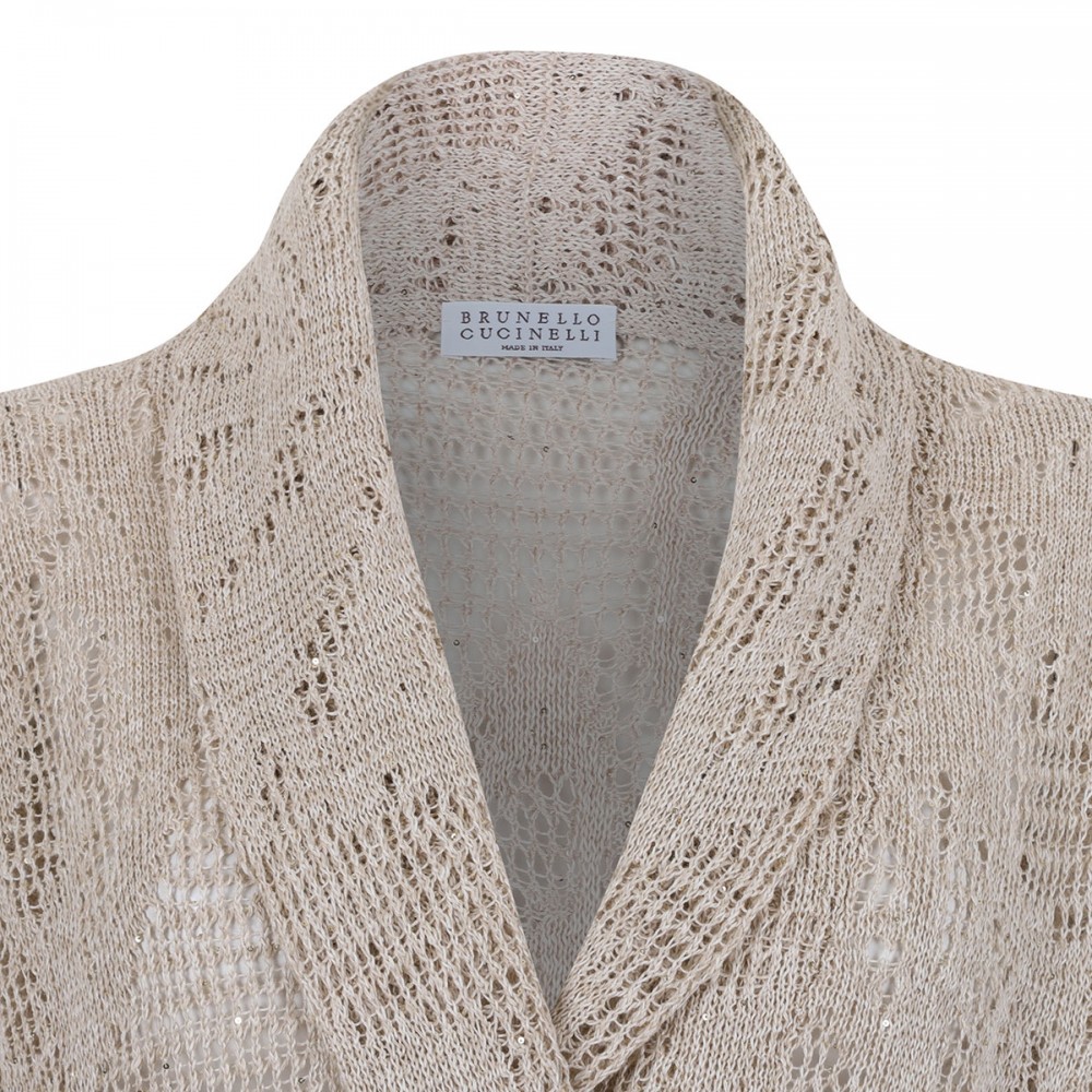Linen and cotton blend cardigan