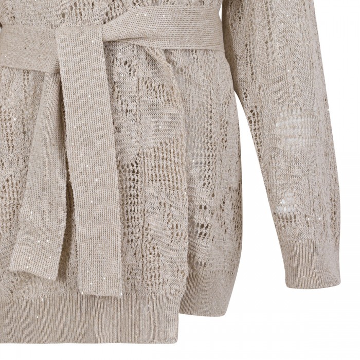 Linen and cotton blend cardigan