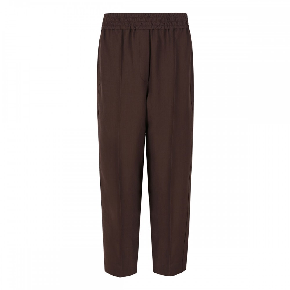 Viscose and linen twill baggy pants