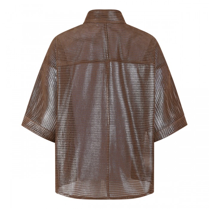 Hazelnut leather net shirt