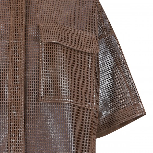 Hazelnut leather net shirt 2