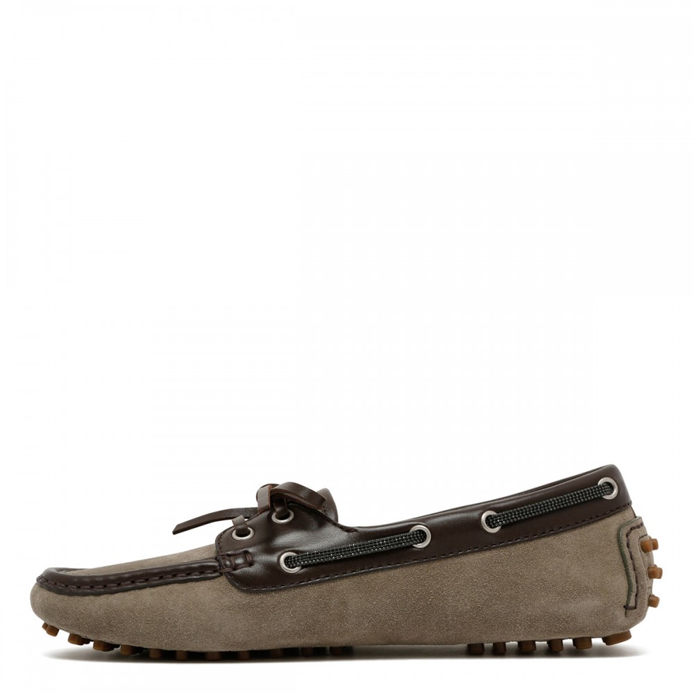 Suede boat loafers