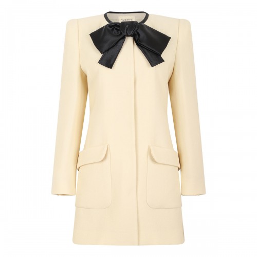 Wool crepe long caban