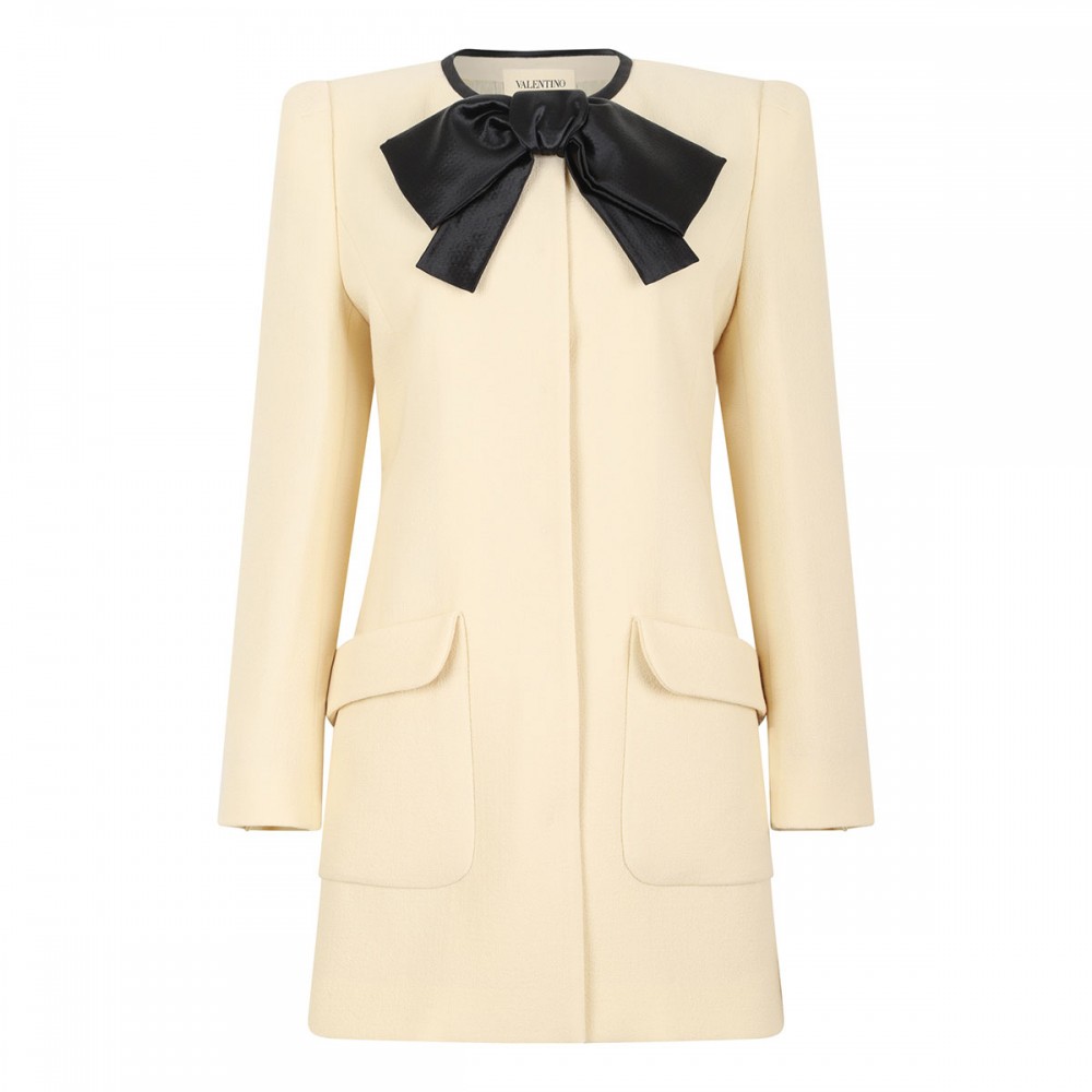 Wool crepe long caban