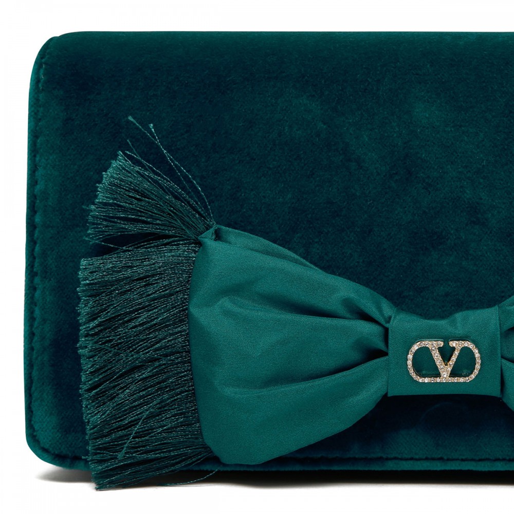VLogo Signature mini velvet shoulder bag