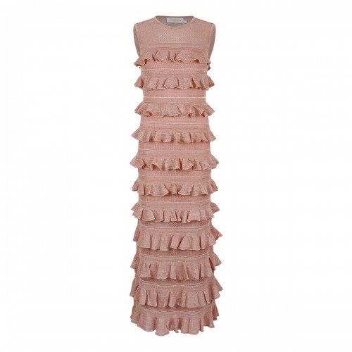 Luna lace frill midi dress