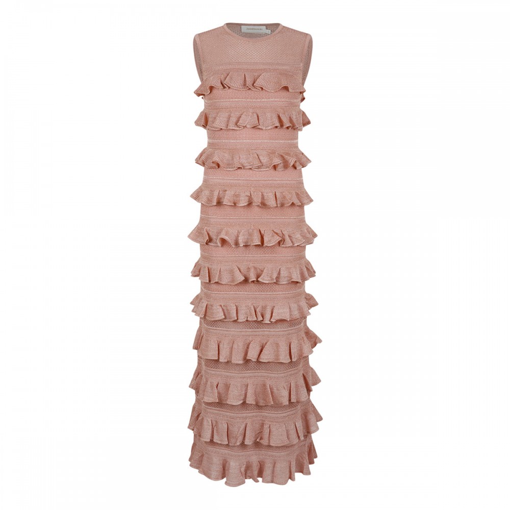 Luna lace frill midi dress