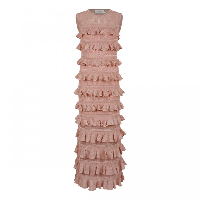 Luna lace frill midi dress