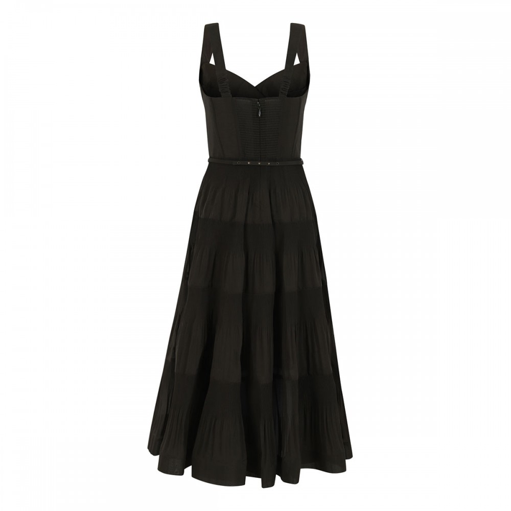 Pleated draped midi dress