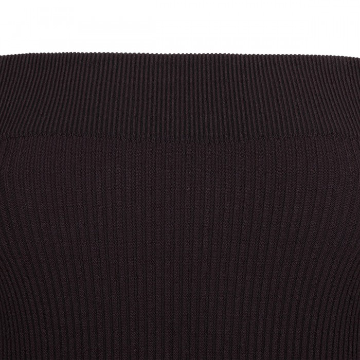 Sculpting rib-knit off-shoulder top