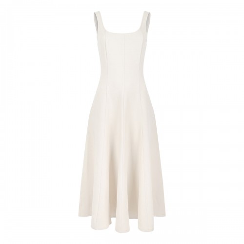 Seamed cotton-blend dress