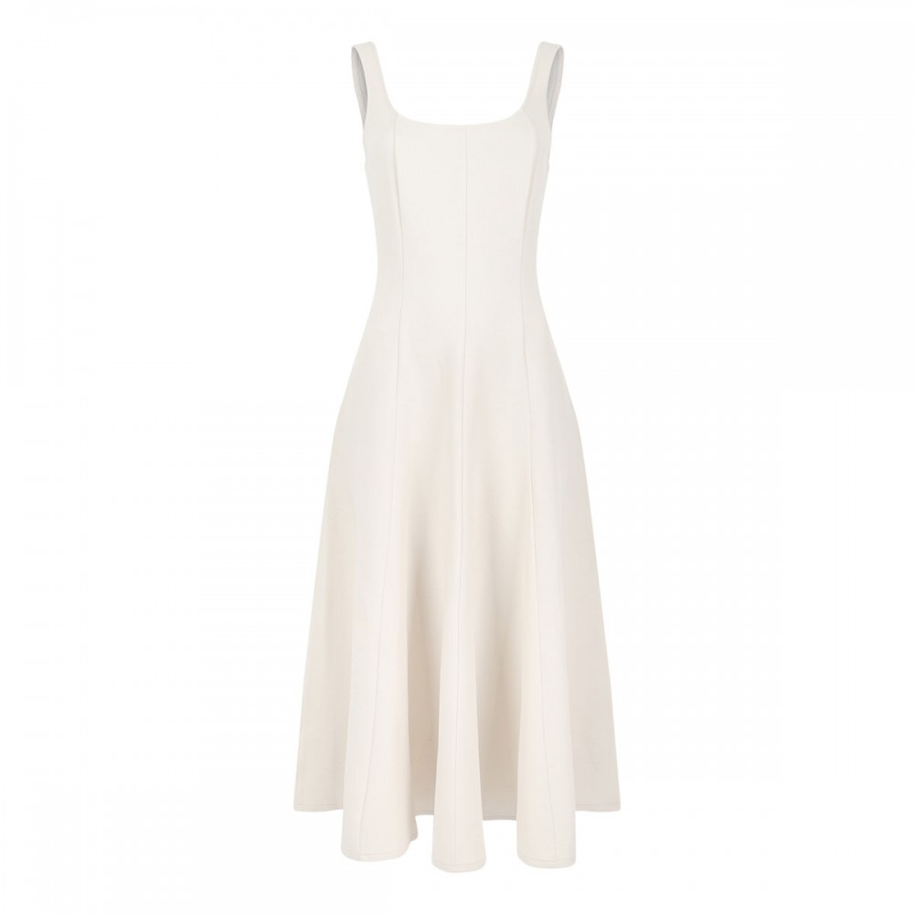 Seamed cotton-blend dress