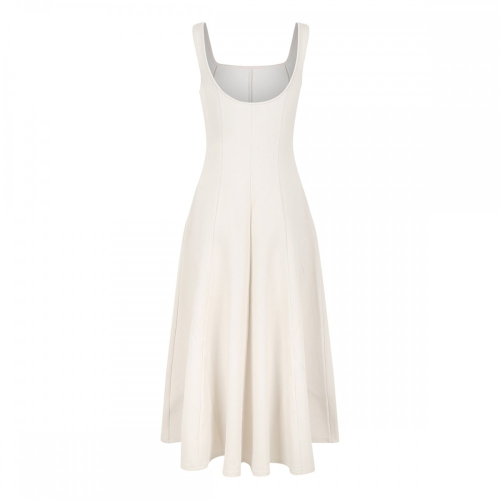 Seamed cotton-blend dress