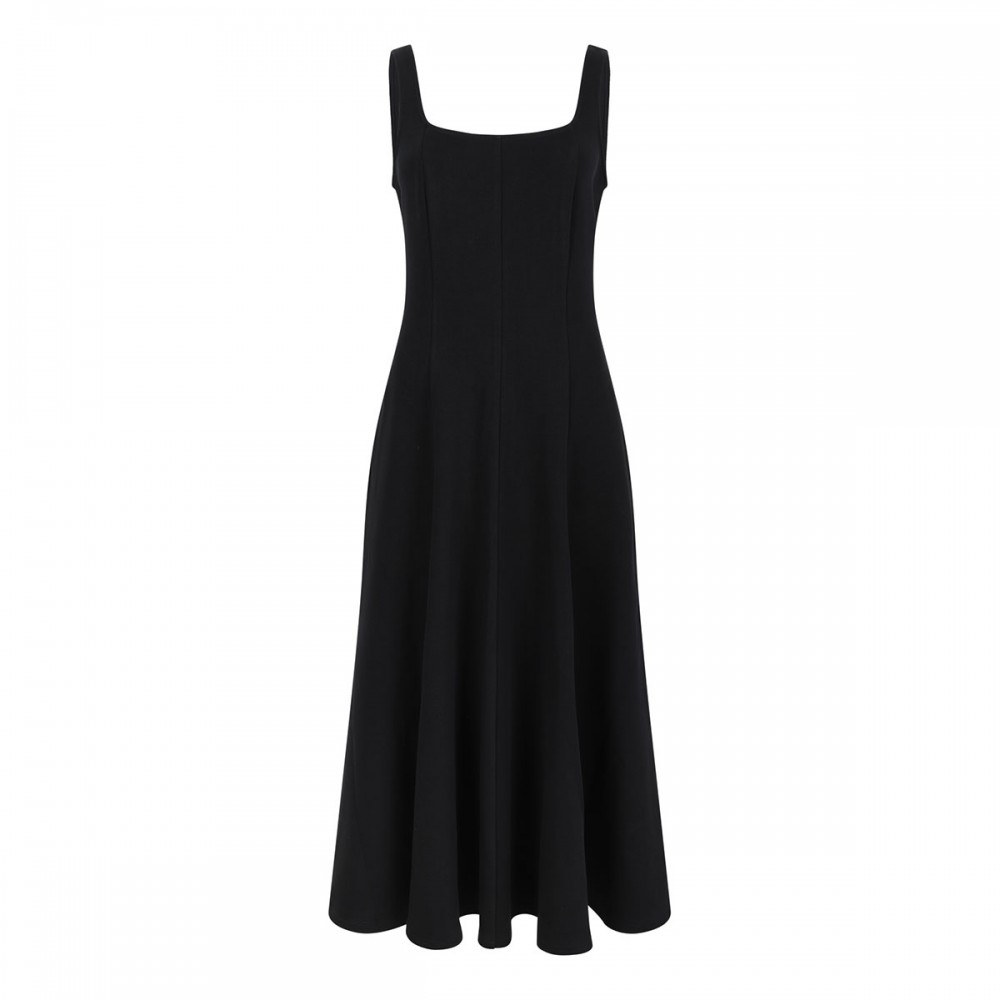 Seamed cotton-blend dress