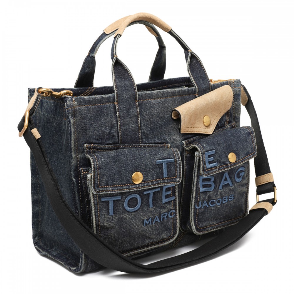 The Denim suede medium cargo tote bag