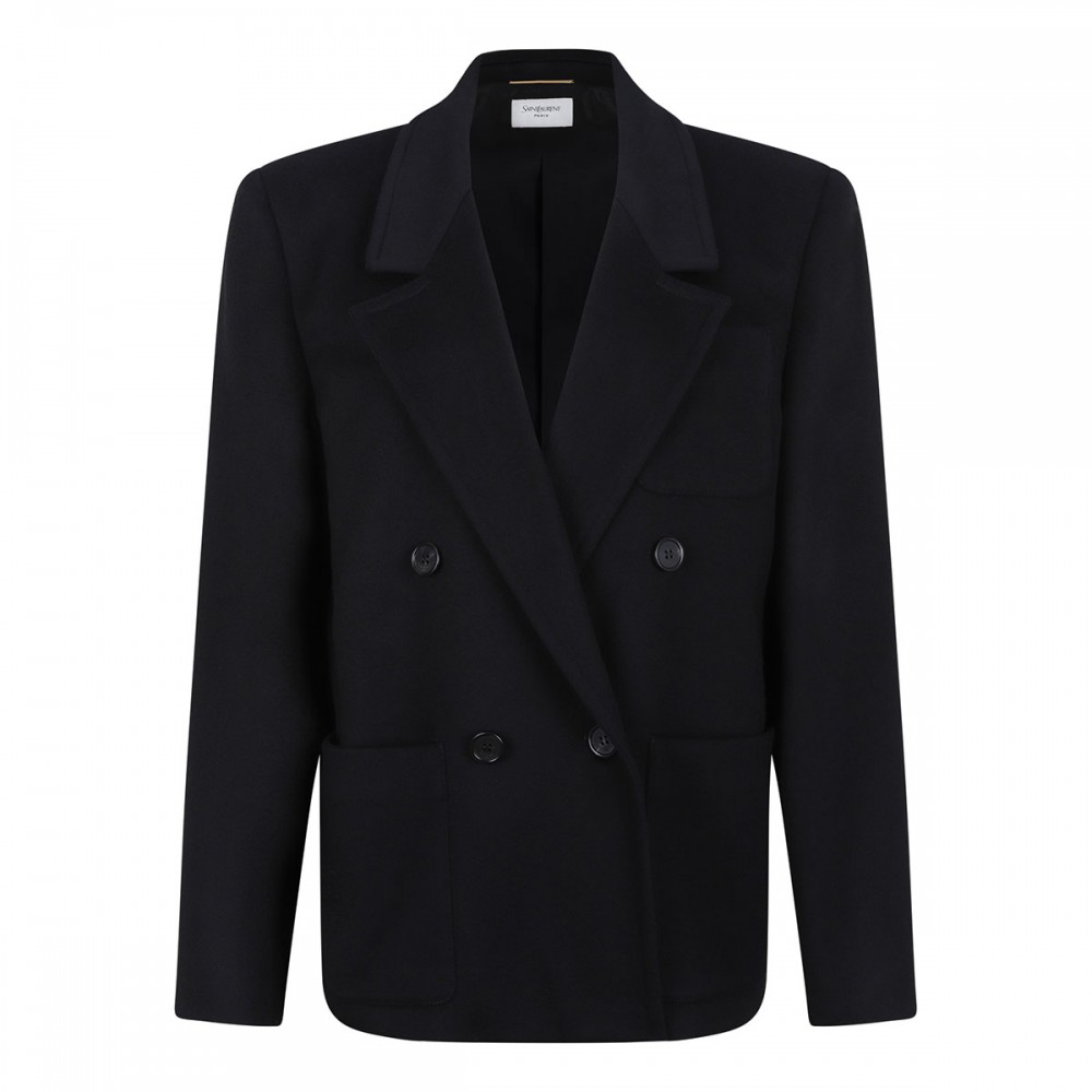 Double-breasted wool-blend jacket