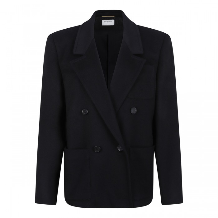 Double-breasted wool-blend jacket