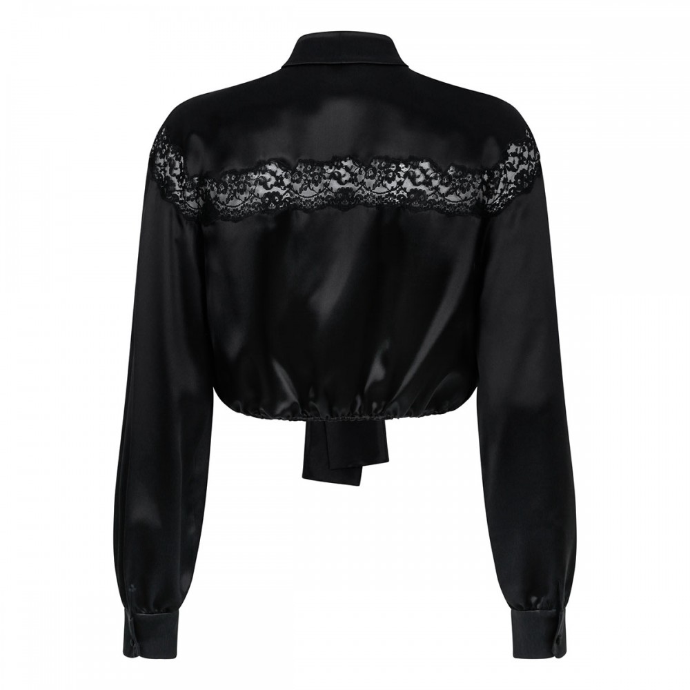 Silk georgette and lace blouse