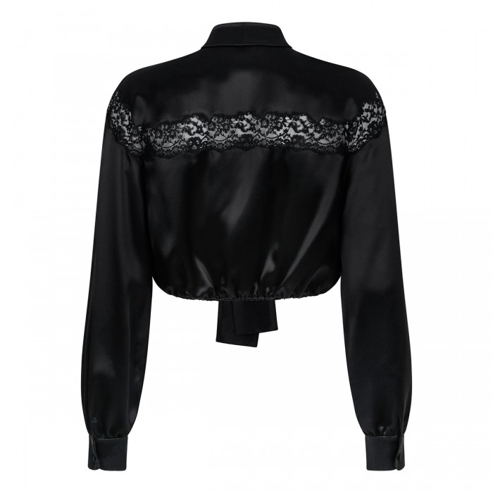 Silk georgette and lace blouse