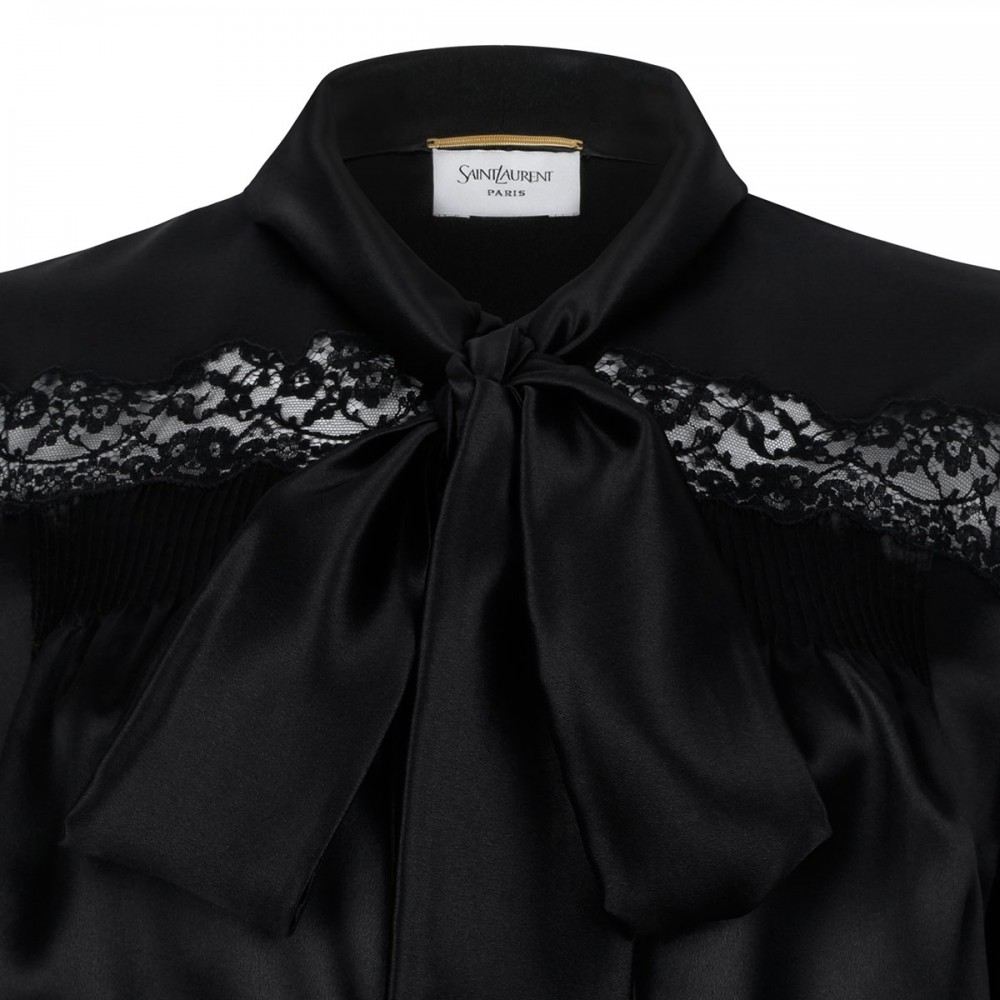 Silk georgette and lace blouse