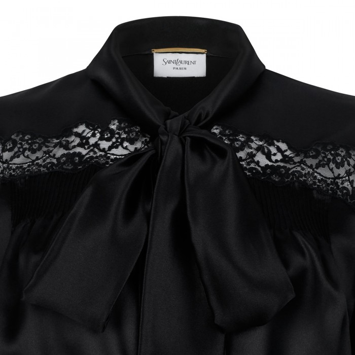 Silk georgette and lace blouse