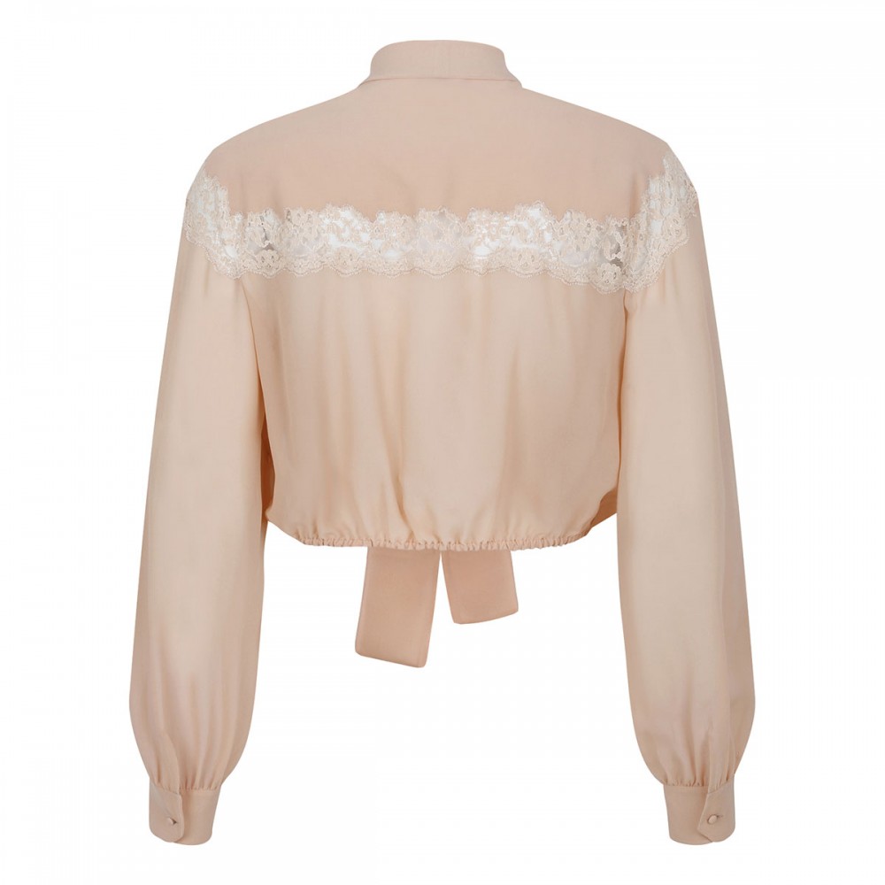 Silk georgette and lace blouse