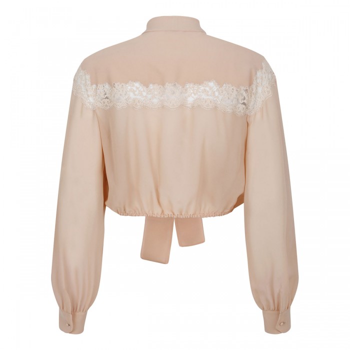 Silk georgette and lace blouse