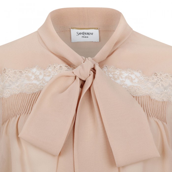 Silk georgette and lace blouse