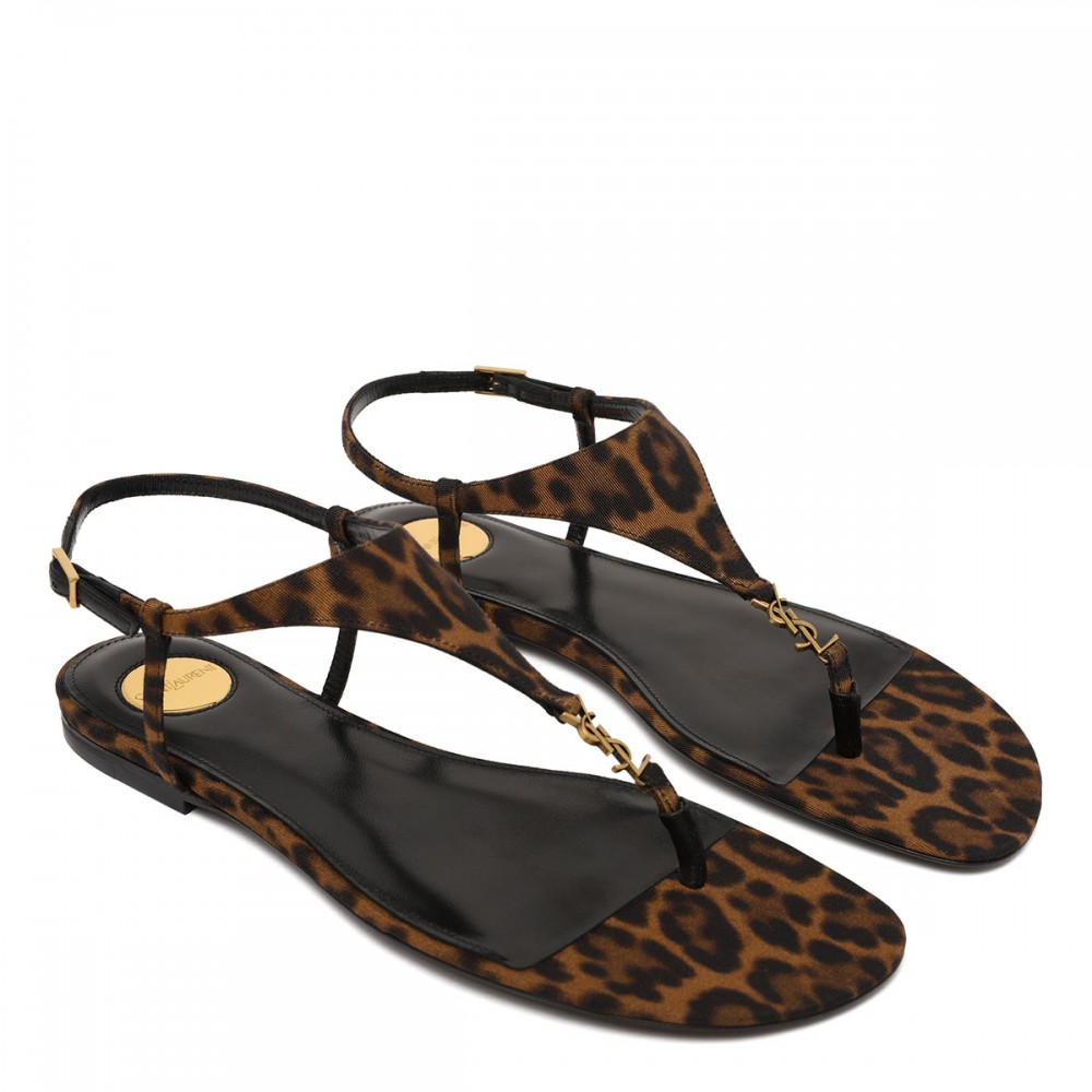 Cassandra leopard thong sandals
