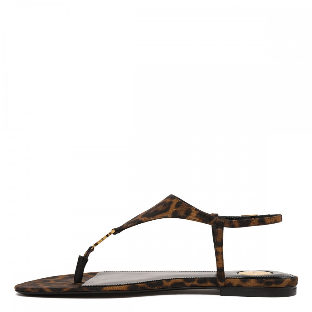 Cassandra leopard thong sandals