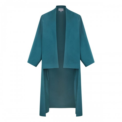 Asymmetric poplin coat