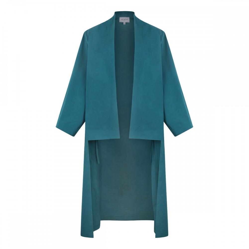 Asymmetric poplin coat