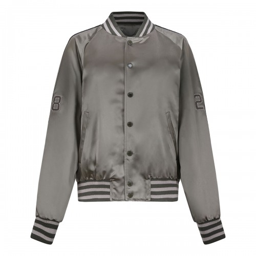 Green satin bomber jacket