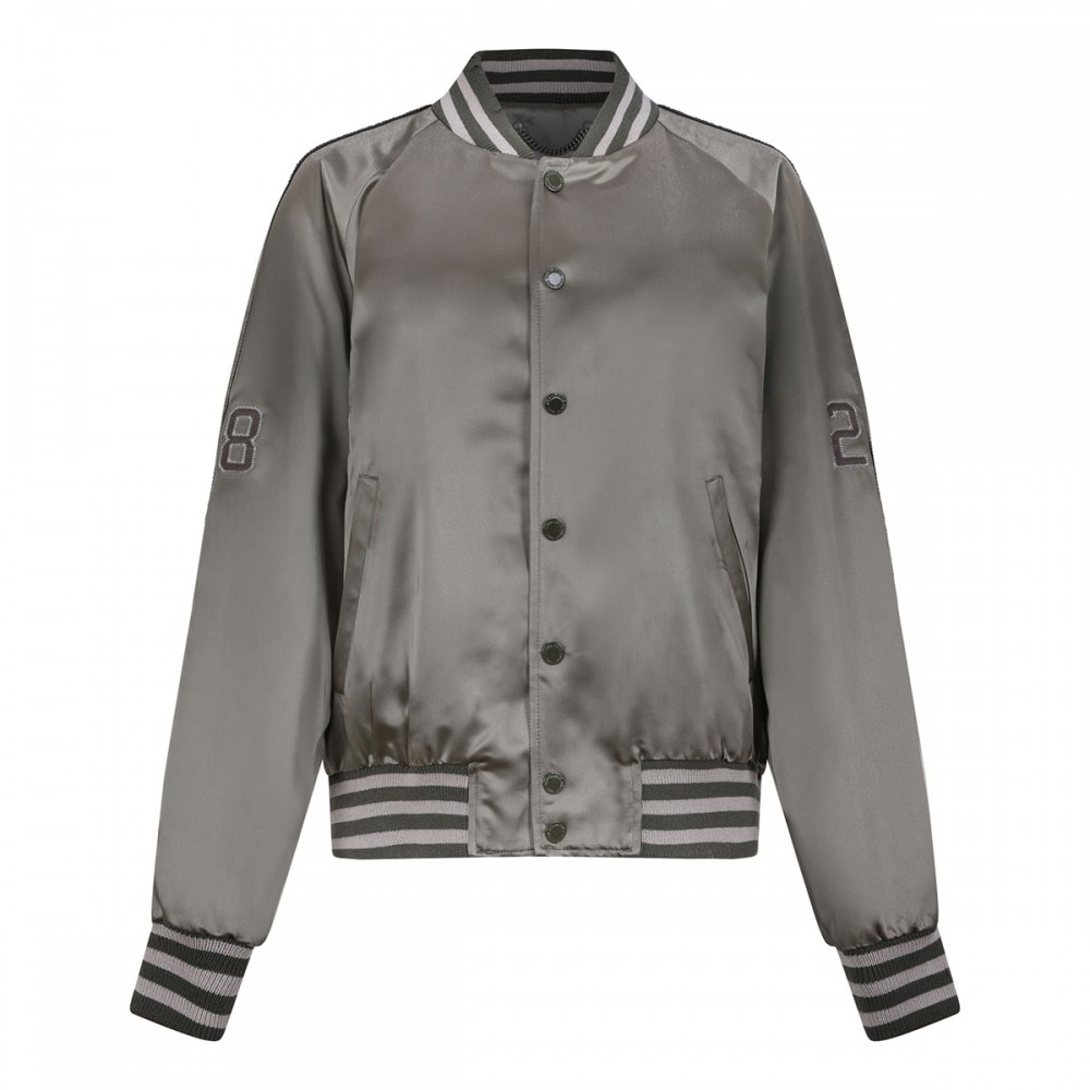 Green satin bomber jacket