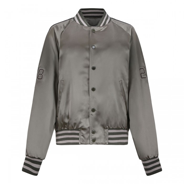 Green satin bomber jacket
