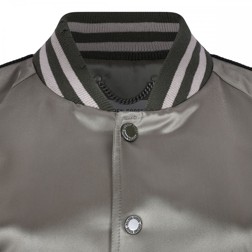 Green satin bomber jacket