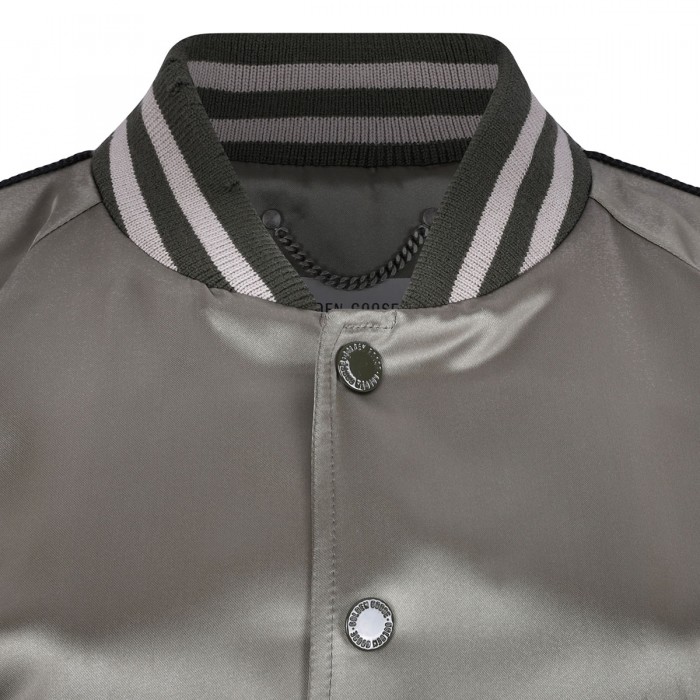 Green satin bomber jacket