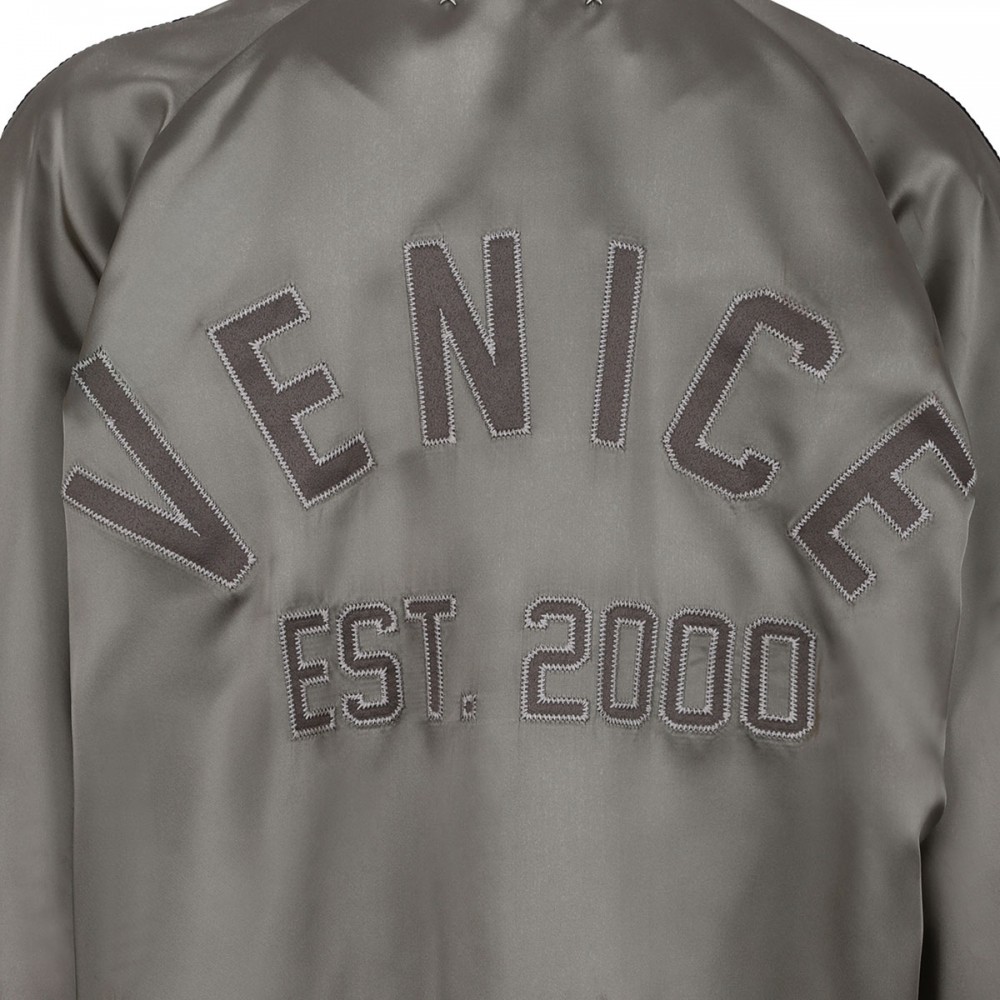 Green satin bomber jacket