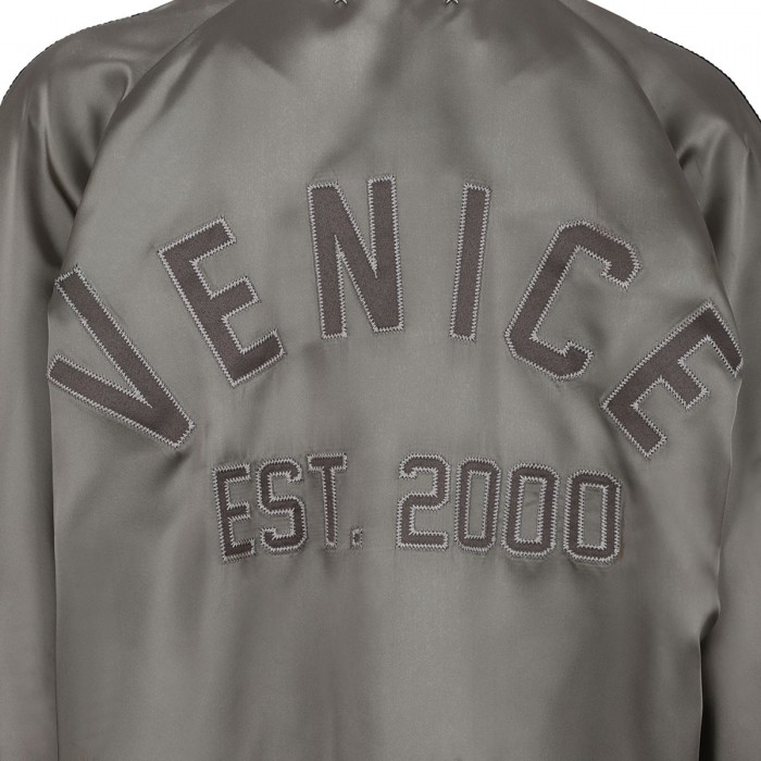 Green satin bomber jacket