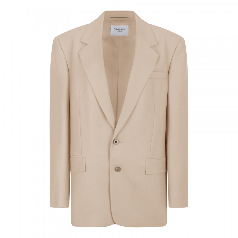 Single-breasted wool and silk jacket