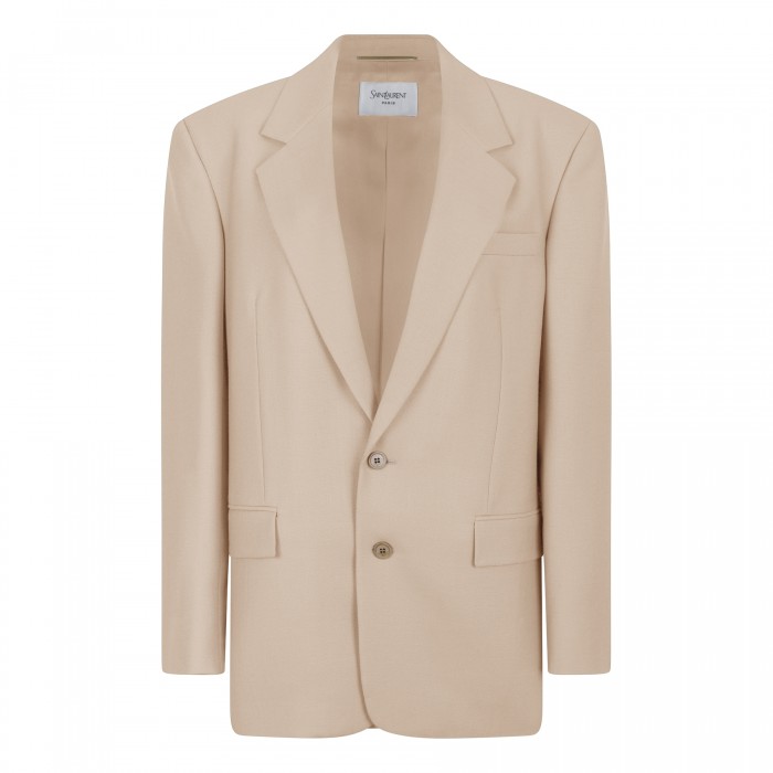 Single-breasted wool and silk jacket