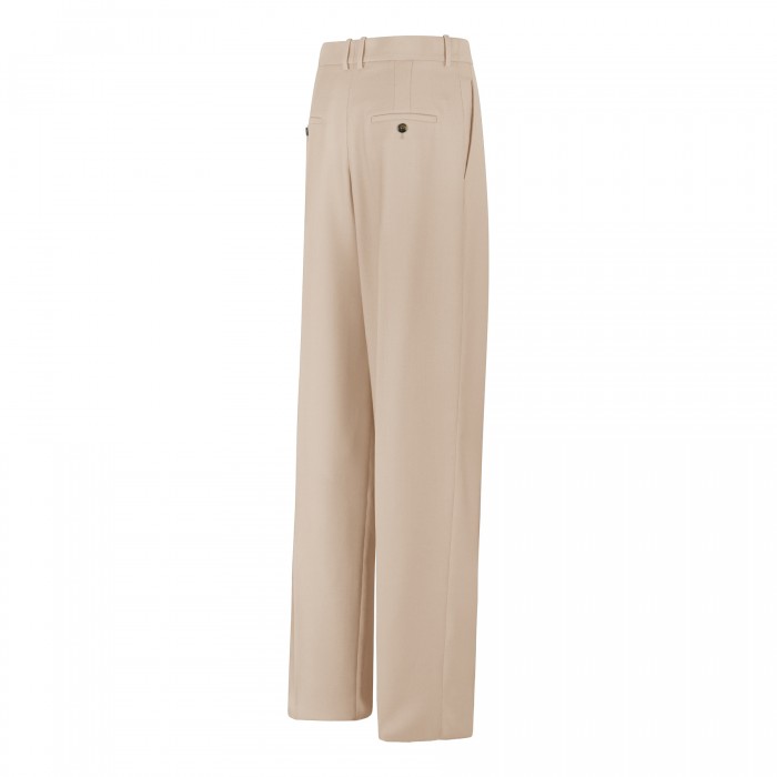 Beige wool and silk blend pants