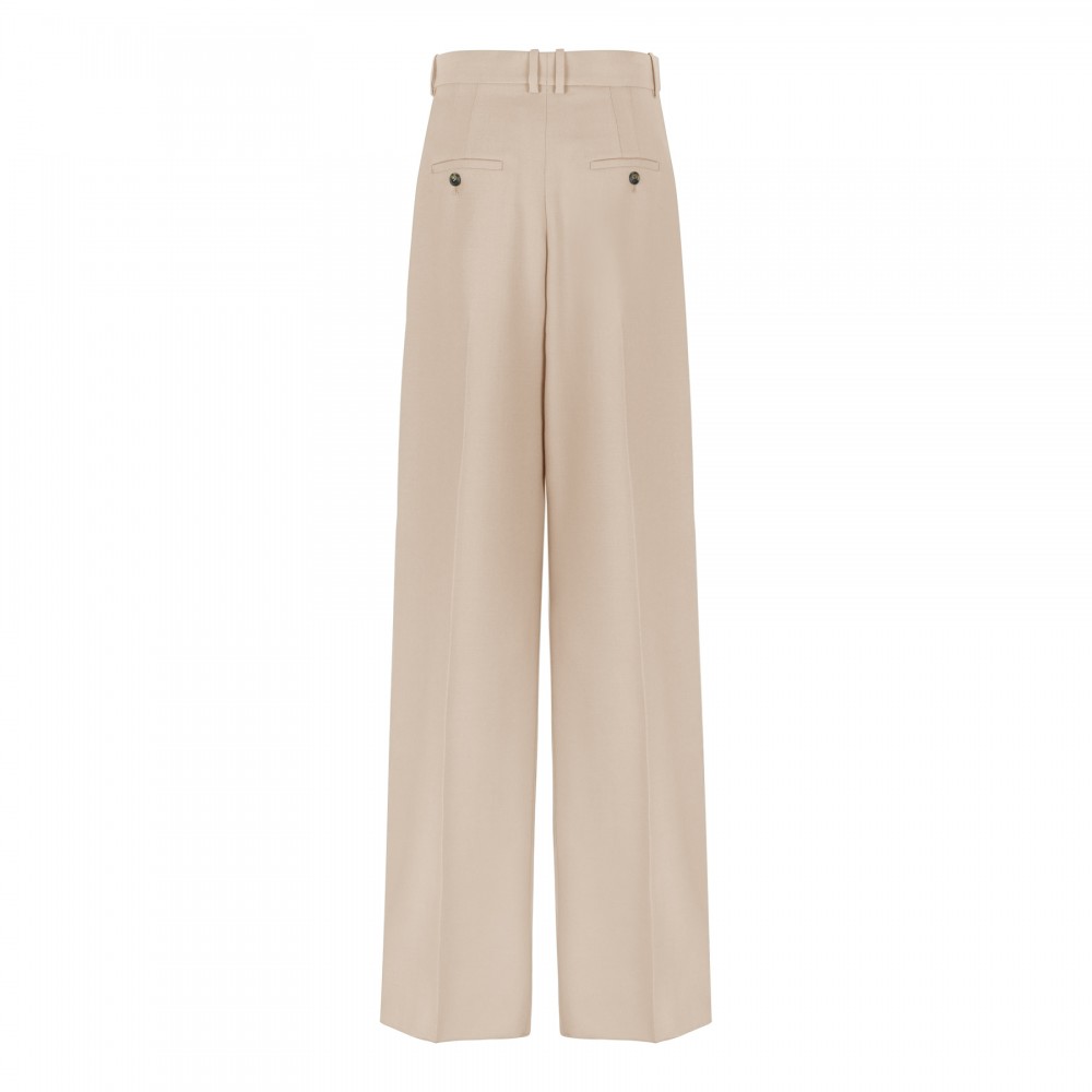 Beige wool and silk blend pants