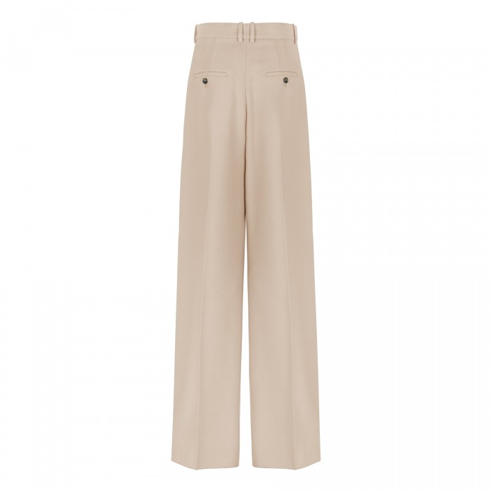 Beige wool and silk blend pants
